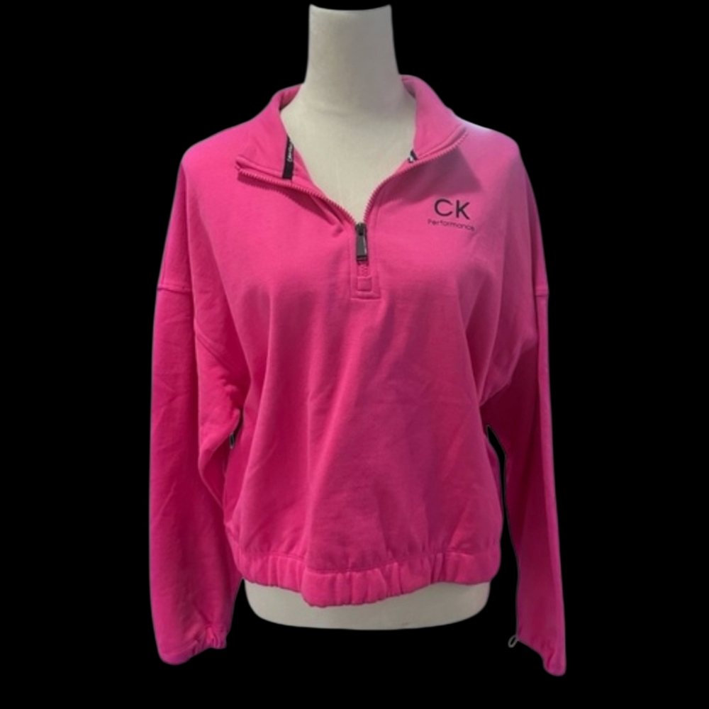 Calvin Klein Pink Half-Zip NWT XL Crop Sweatshirt
